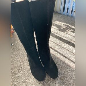 Nine West Black Suede Wedge Boot